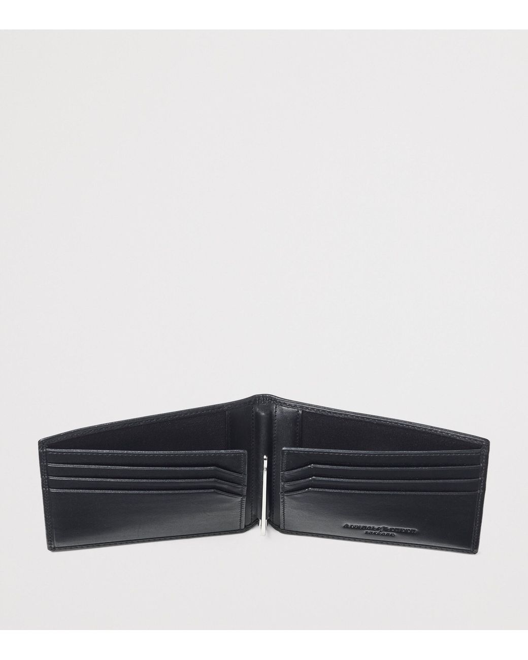 Aspinal Black Leather Bifold Wallet for men