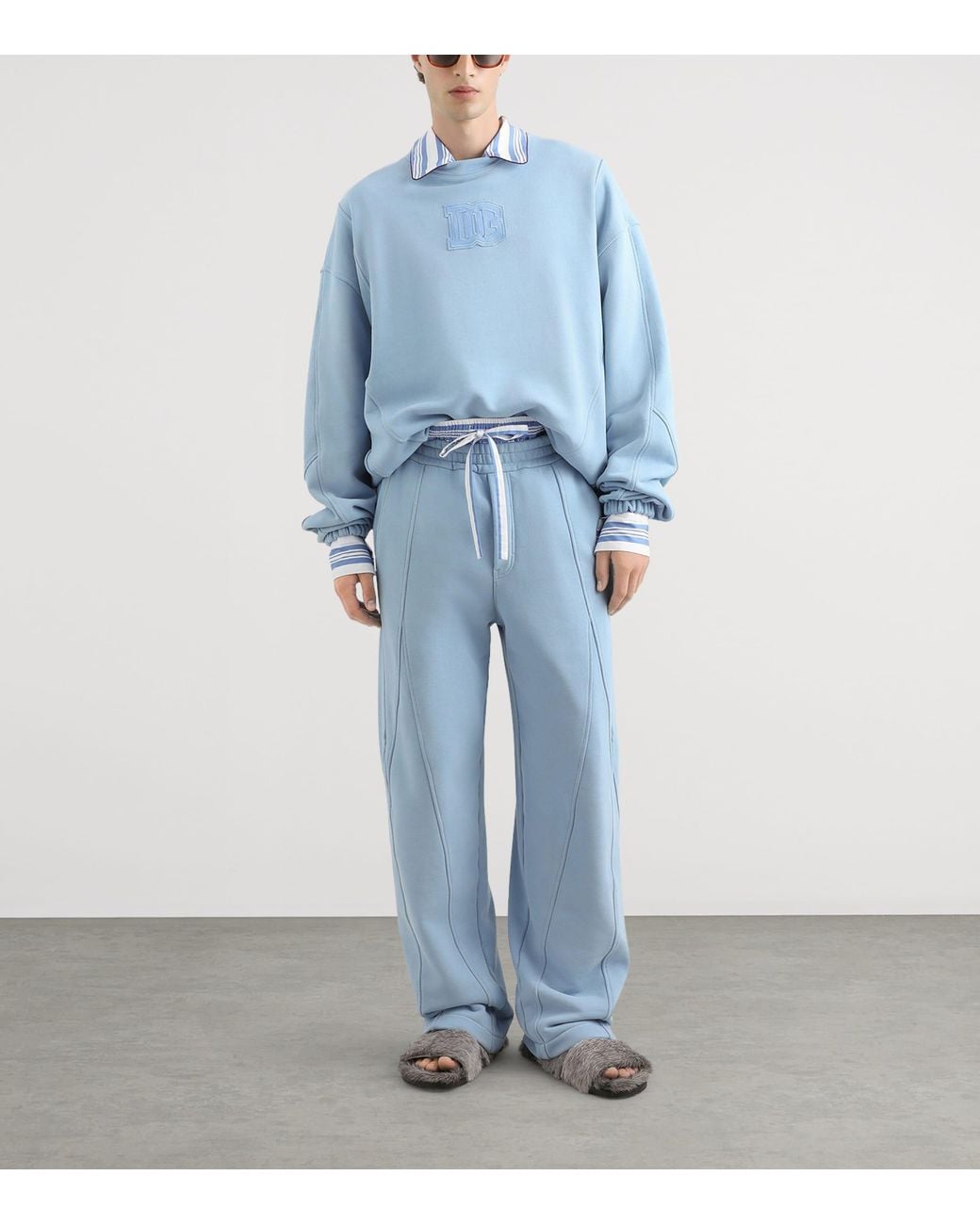 Dolce & Gabbana Blue Cotton Jersey Sweatpants for men