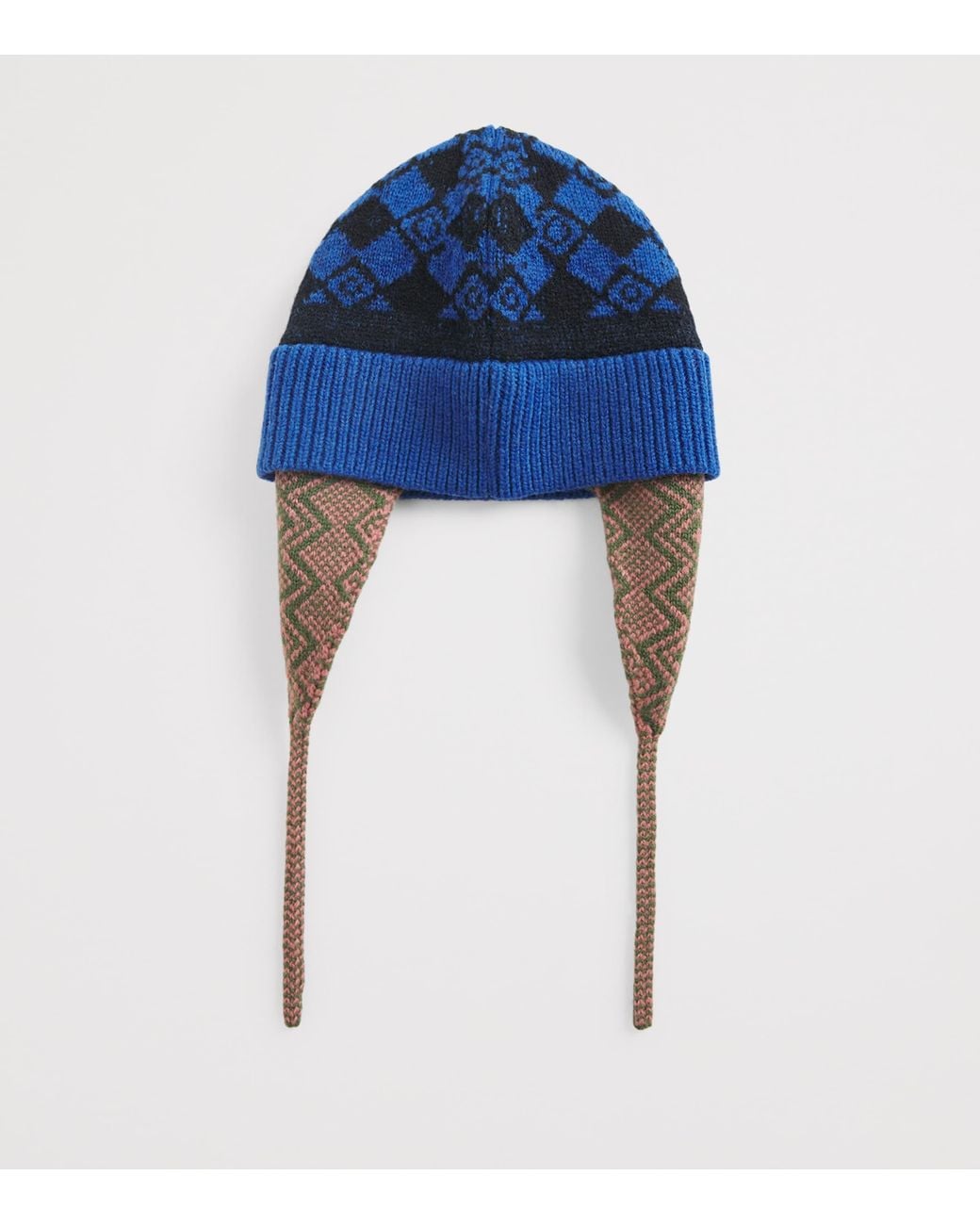Dries Van Noten Blue Wool Jacquard Hat for men