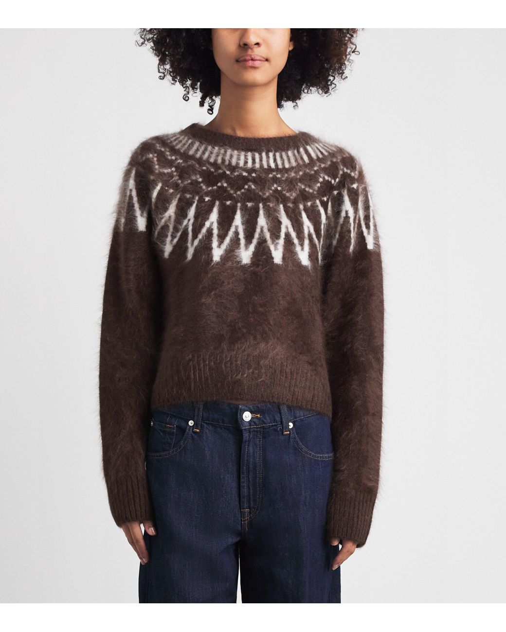 Soft Goat Brown Brushed Cashmere Fair Isle Sweater