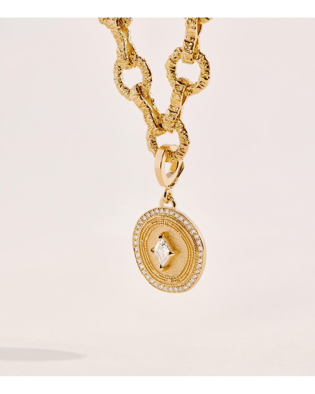Azlee Natural And Diamond Lozenge Signet Charm