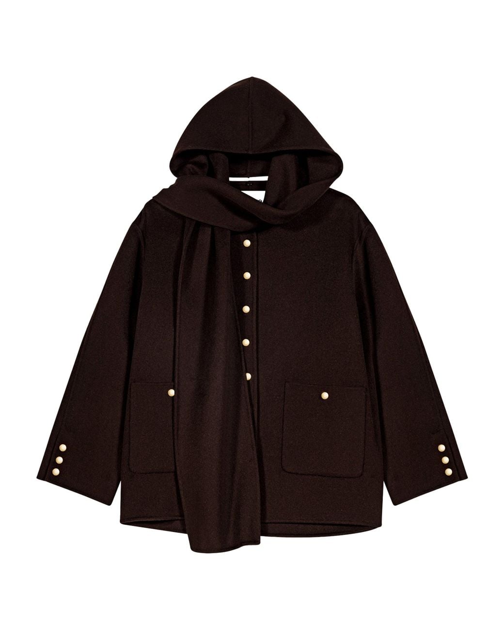 Maje Black Wool-Blend Coat