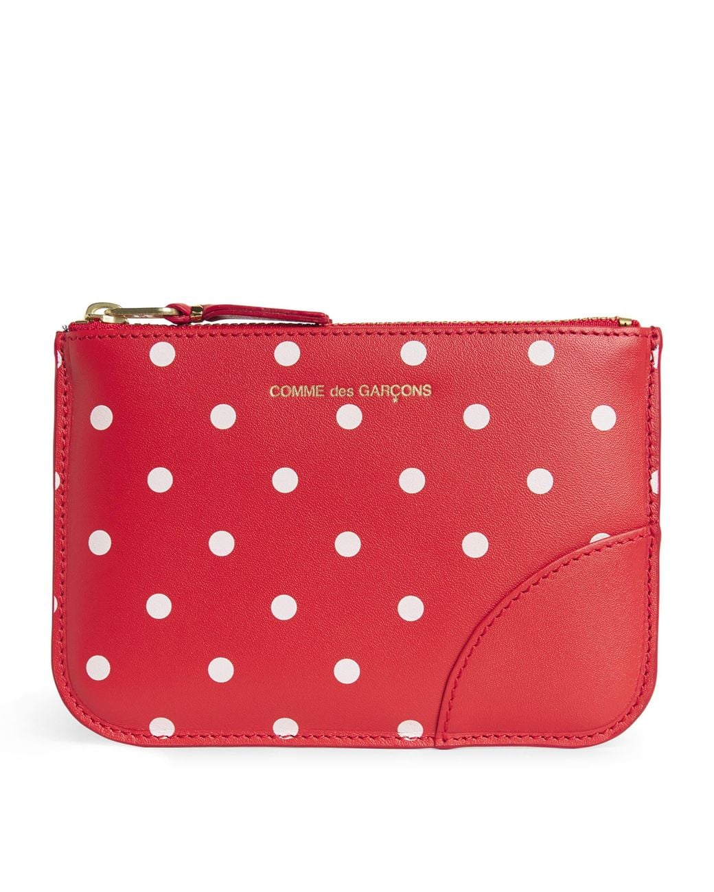 Comme des Garçons Red Leather Polka-Dot Zipped Pouch for men