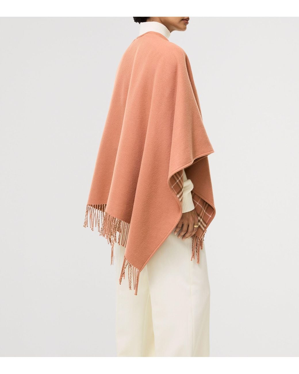Burberry Brown Wool Reversible Check Cape