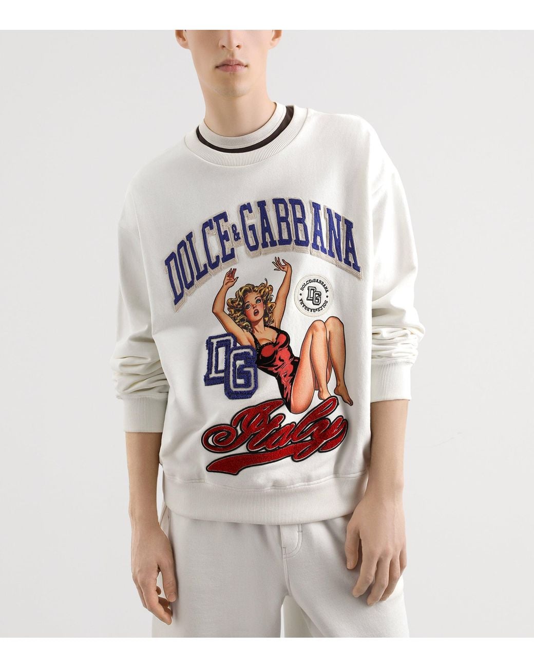 Dolce & Gabbana White Sweatshirt With Patch for men