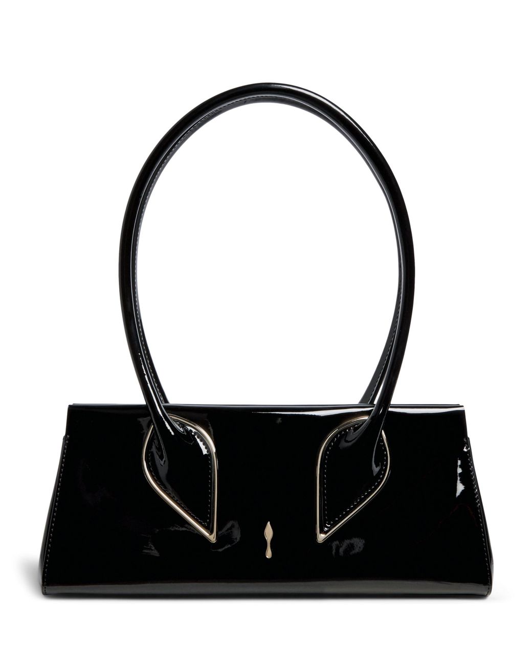 Christian Louboutin Black Venus Baguette Soft Patent Shoulder Bag