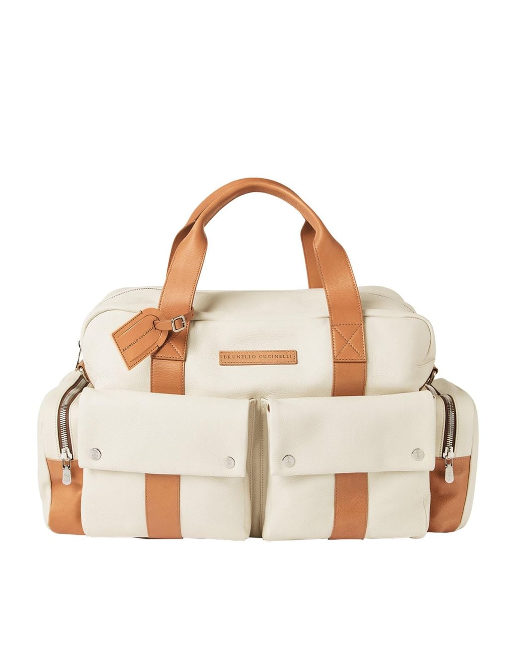 Brunello Cucinelli Blue Grained Calfskin Leisure Bag for men