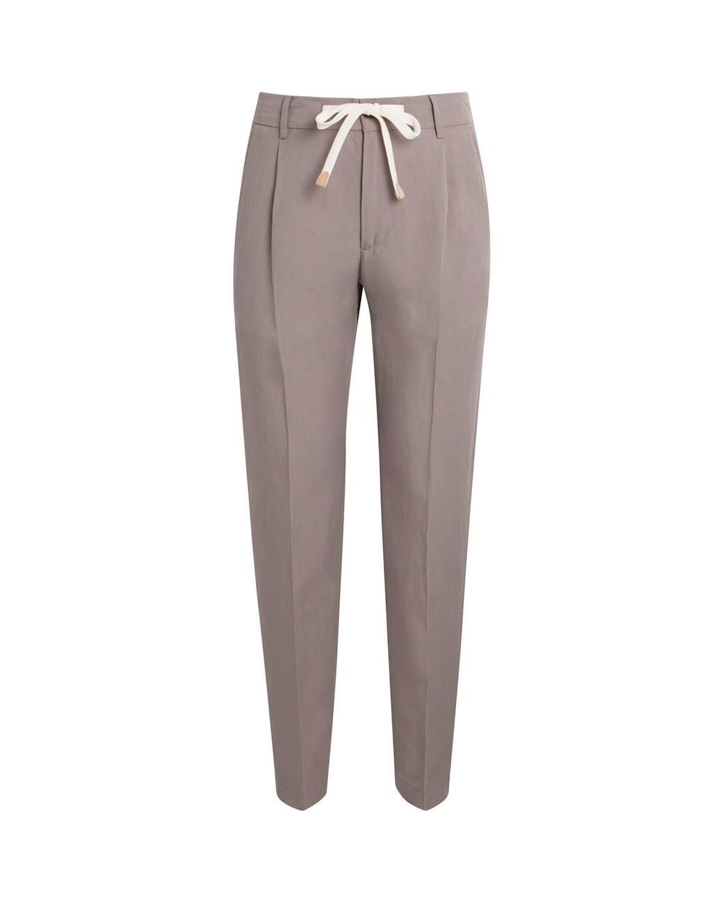 Eleventy Gray Drawstring Pleated Straight Trousers for men