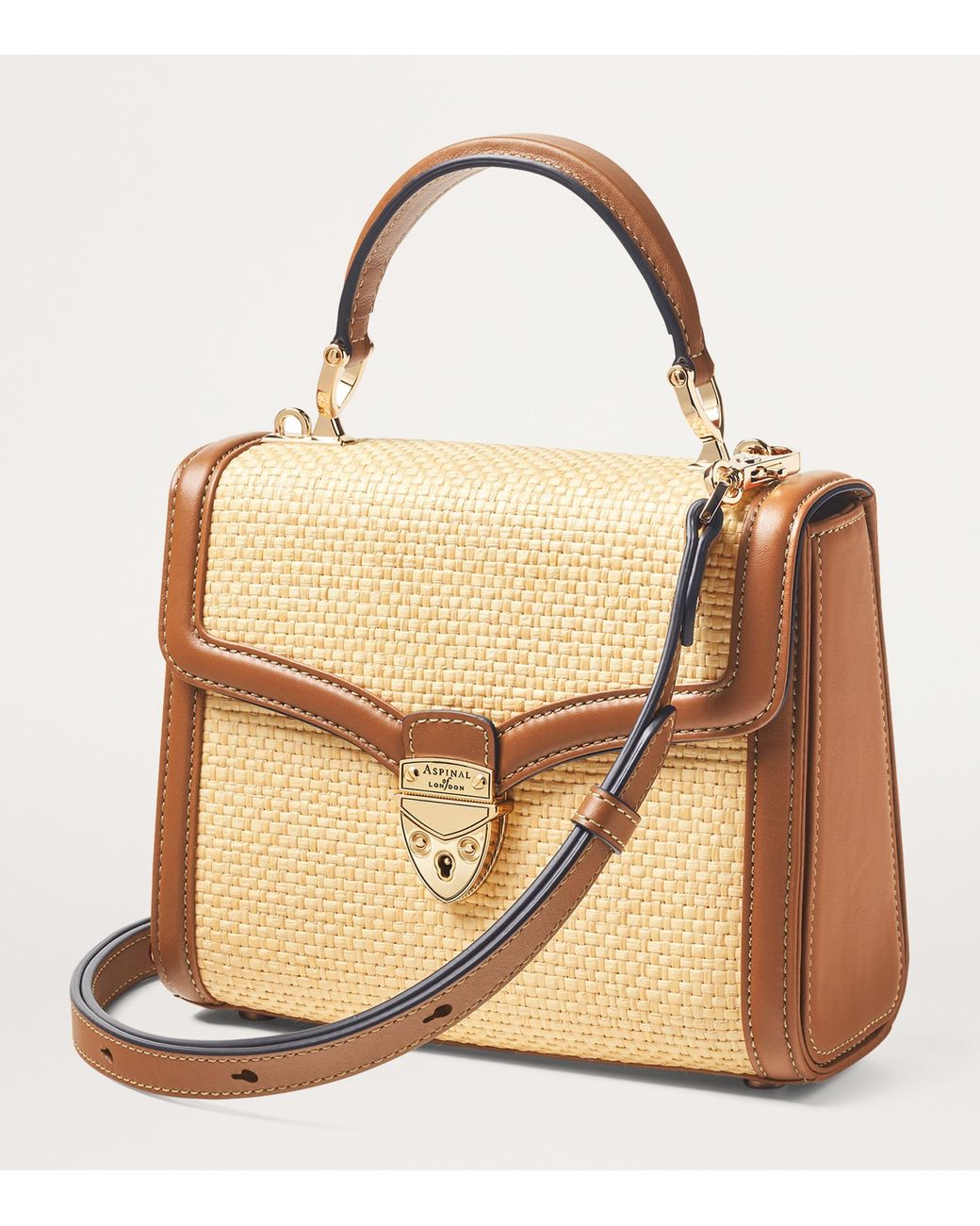 Aspinal Natural Raffia Mayfair Midi Bag
