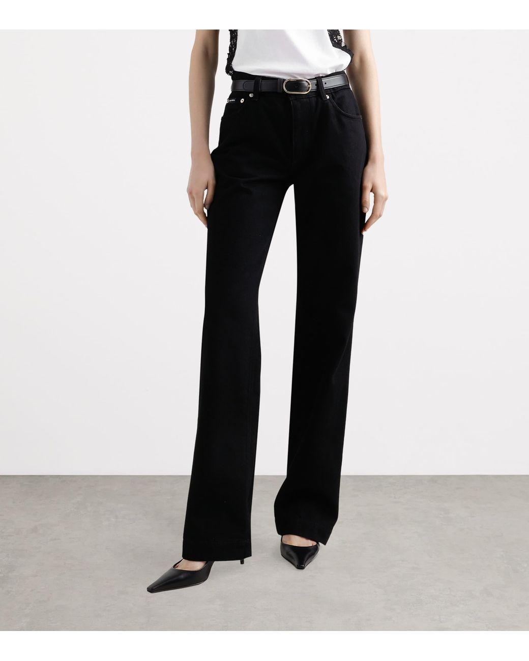 Dolce & Gabbana Black Logo Plaque Straight Jeans