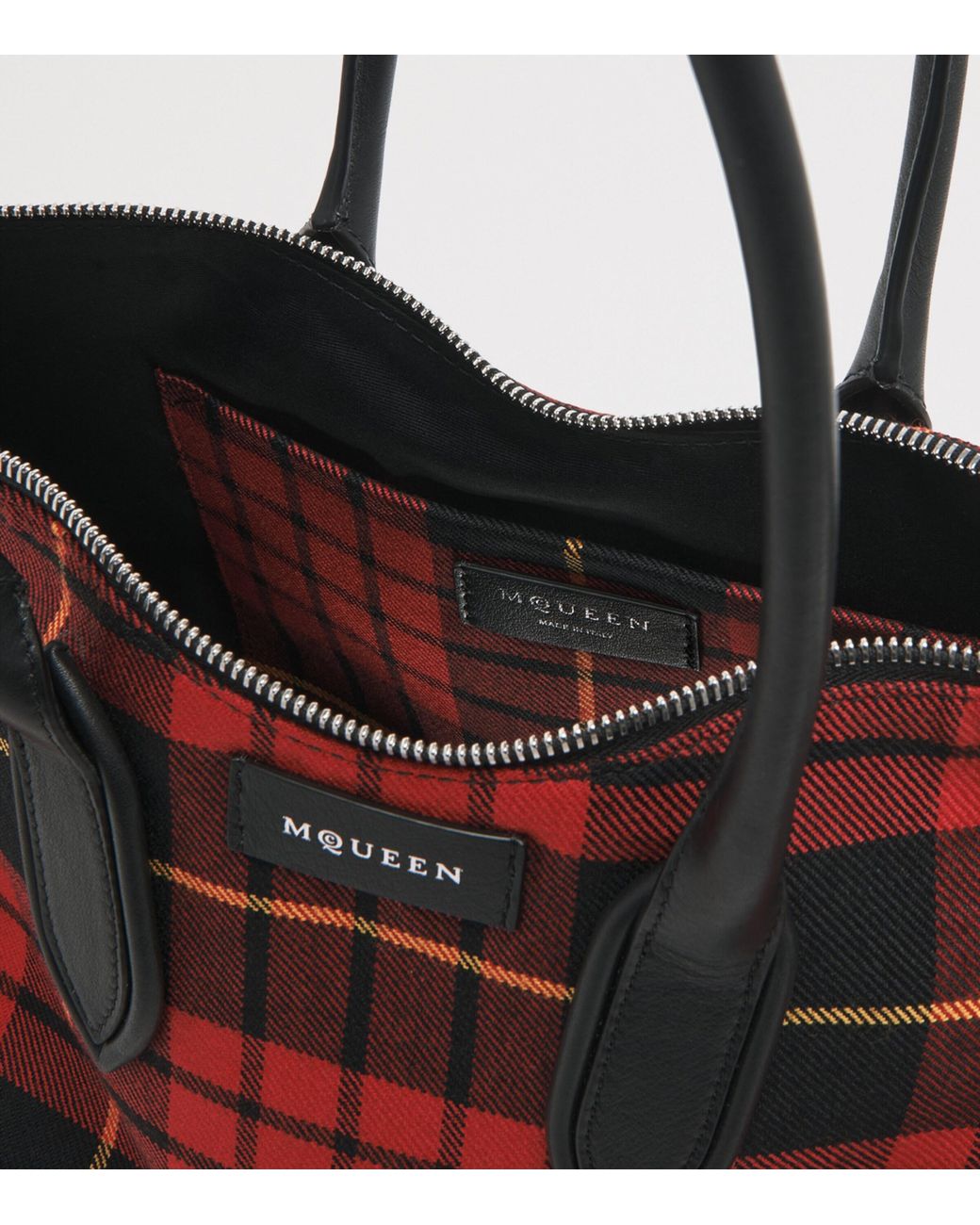 McQueen Red Check Manta Shoulder Bag