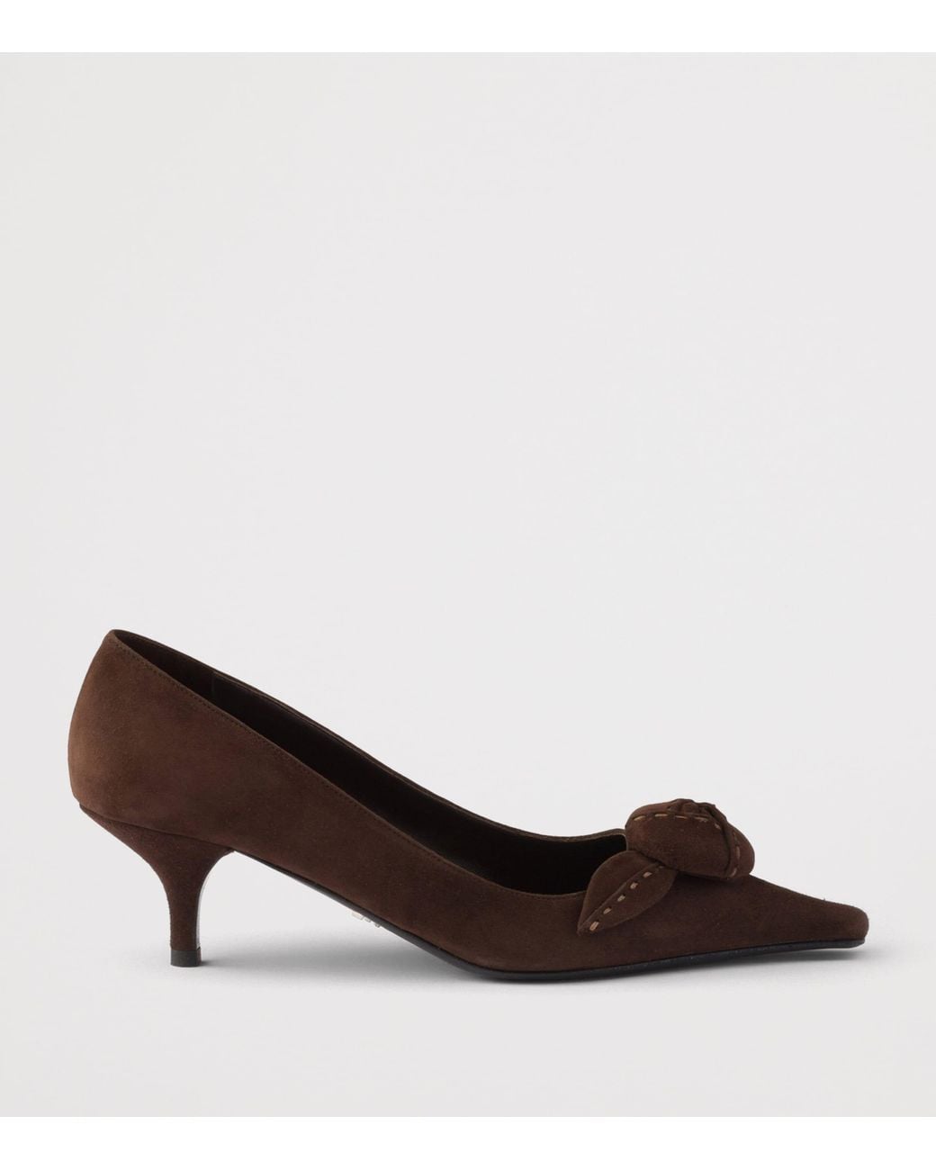 Prada Brown Suede Floral-Detail Pumps 55