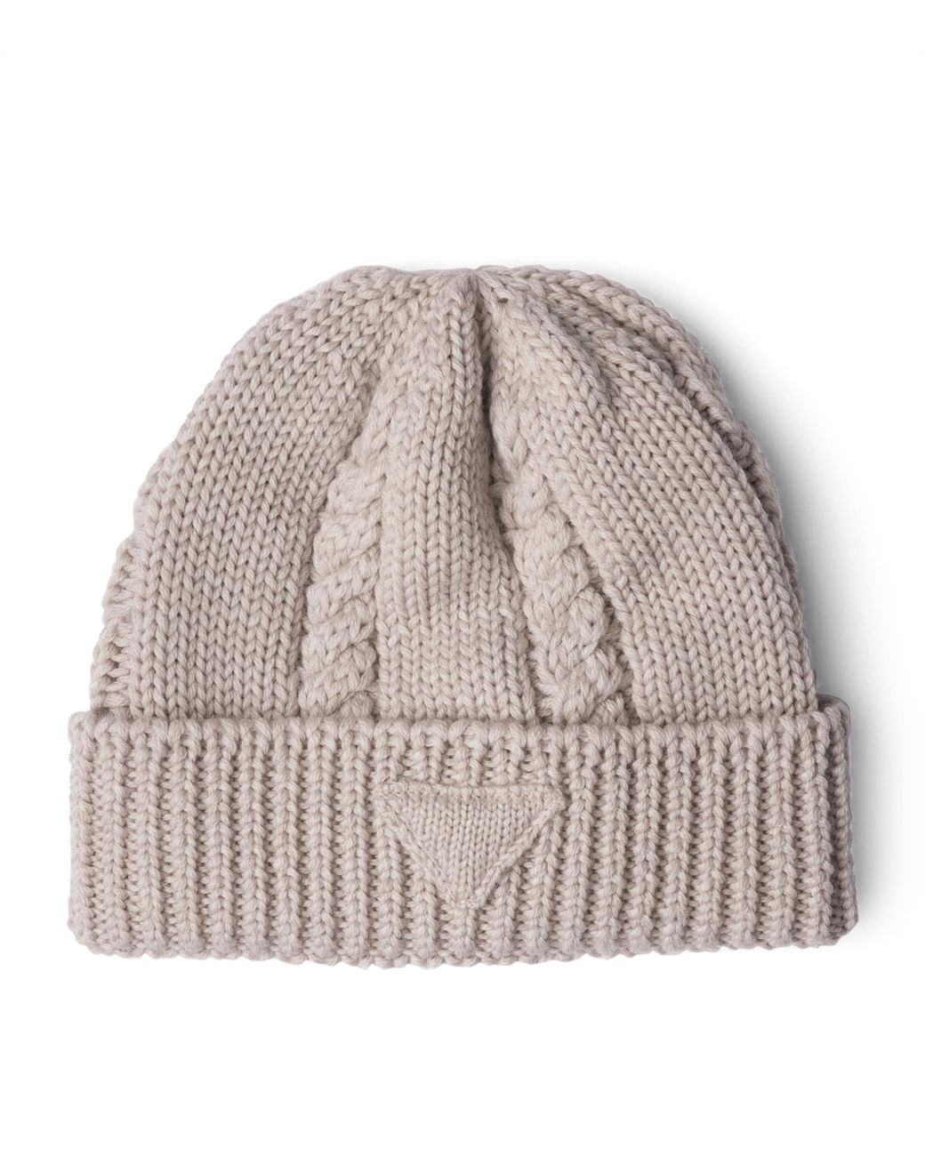 Prada Natural Virgin Wool Triangle Beanie