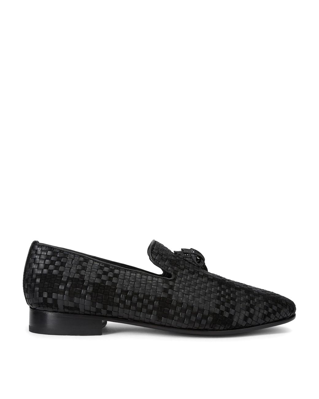 Kurt Geiger Black Leather Woven Ace Loafers