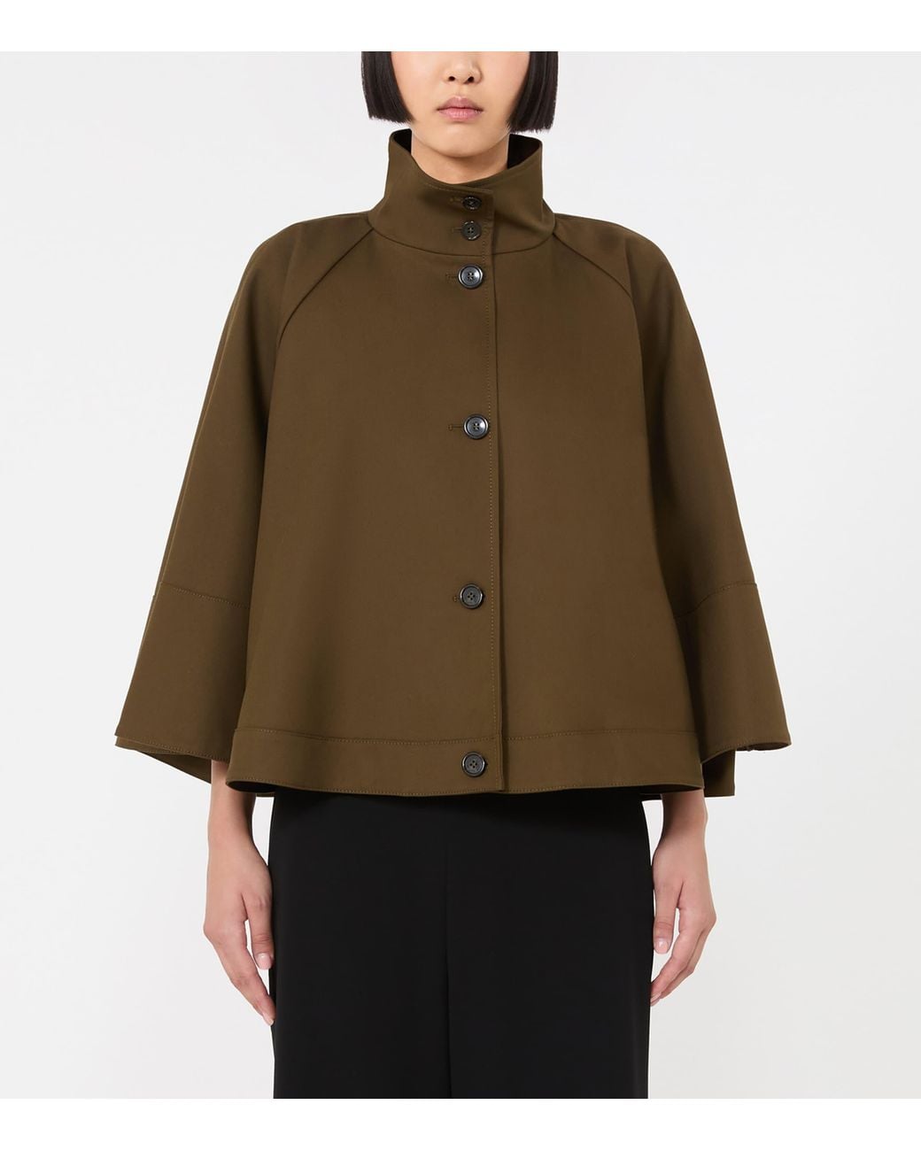 Max Mara Brown Cotton Flared Cape Coat