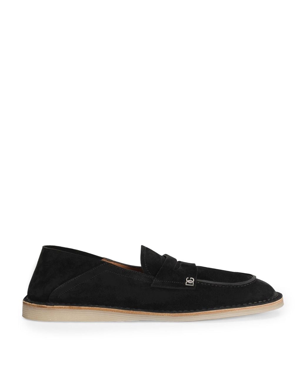 Dolce & Gabbana Black Suede Logo Loafers for men