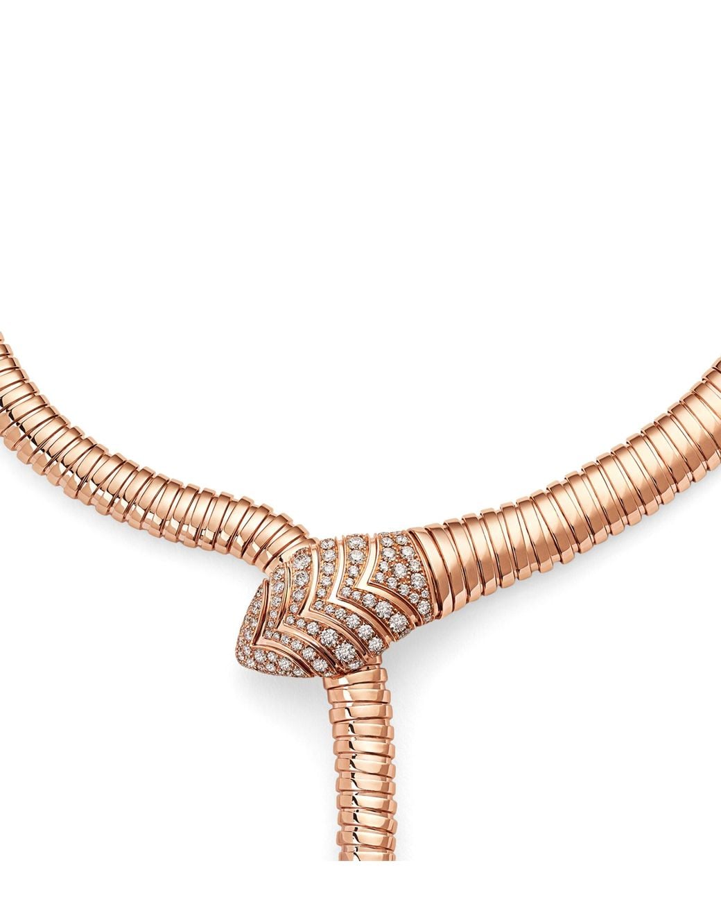BVLGARI White And Diamond Serpenti Tubogas Necklace