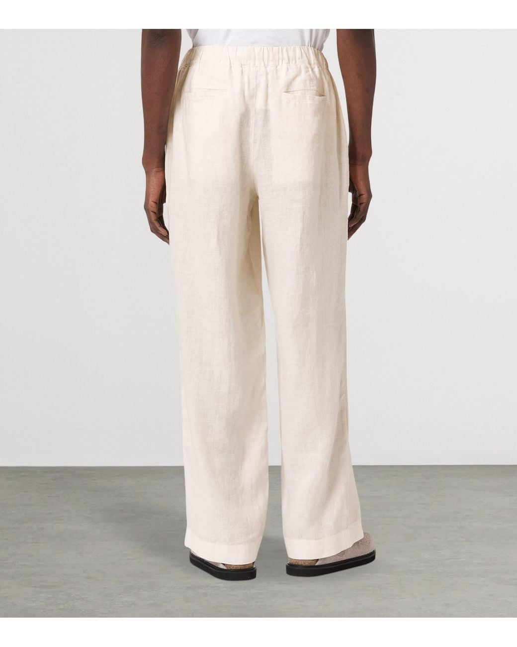 AllSaints White Linen Sharp Trousers for men