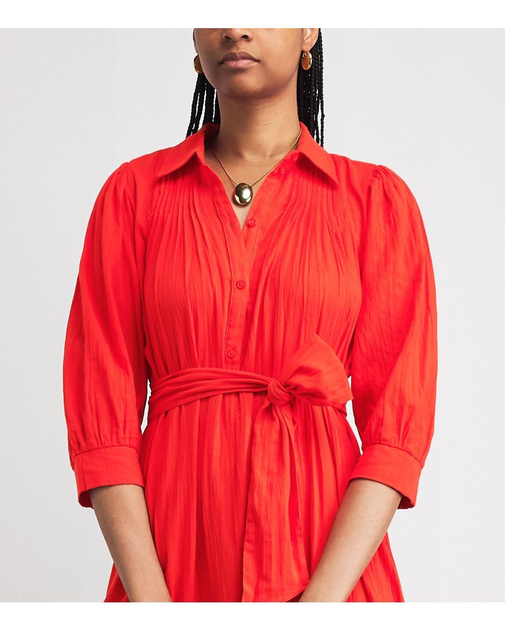 ME+EM Red 2-In-1 Midi Shirt Dress