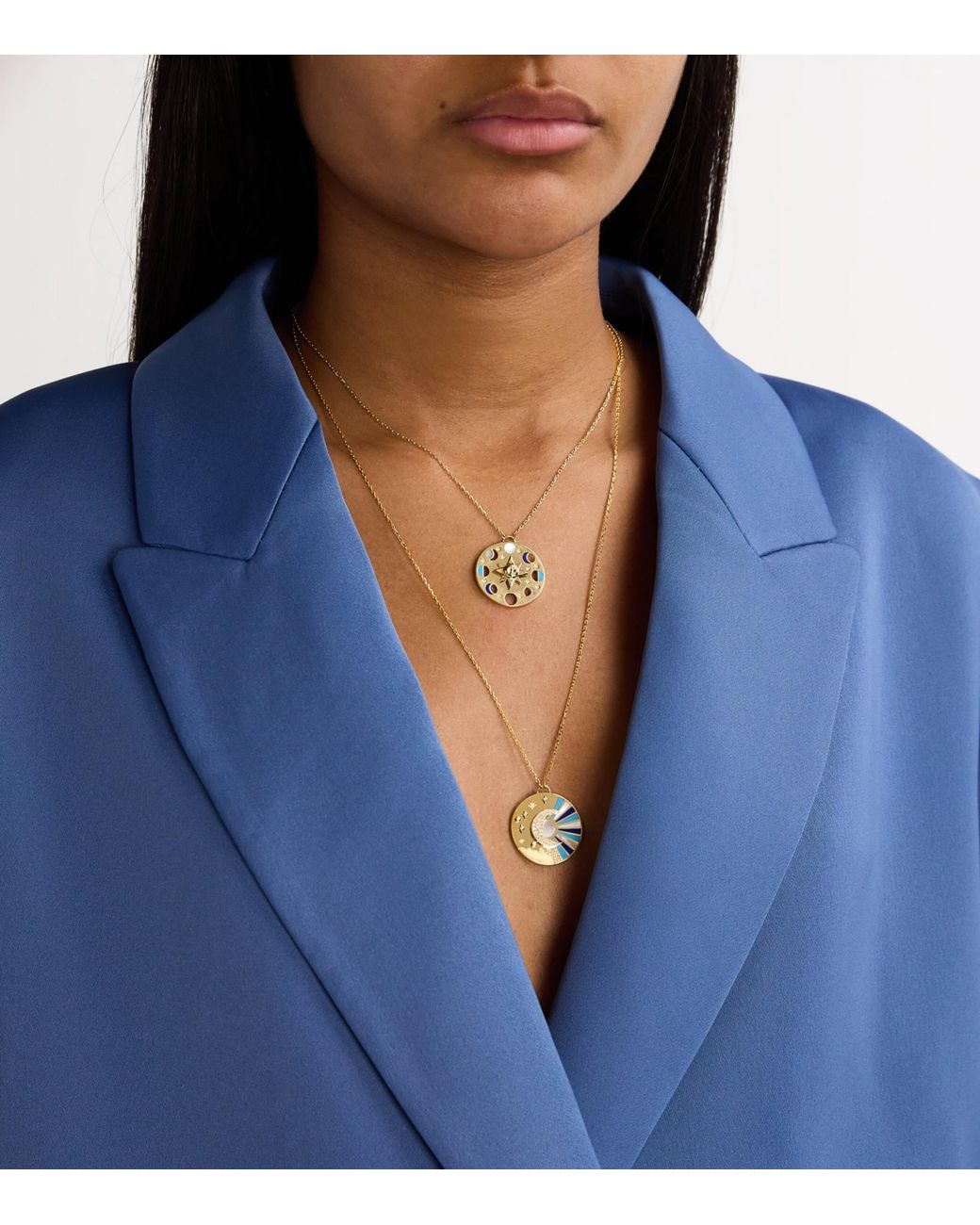 L'Atelier Nawbar Metallic Diamond, Lapis, Pearl And Cosmic Love Necklace