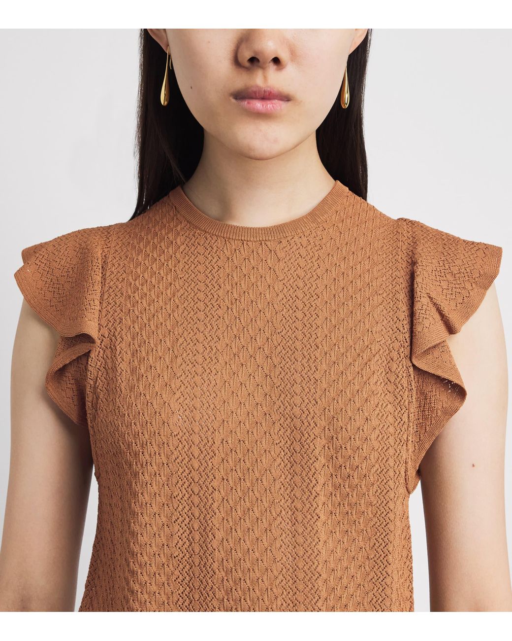 PAIGE Brown Ruffled Margo Tank Top