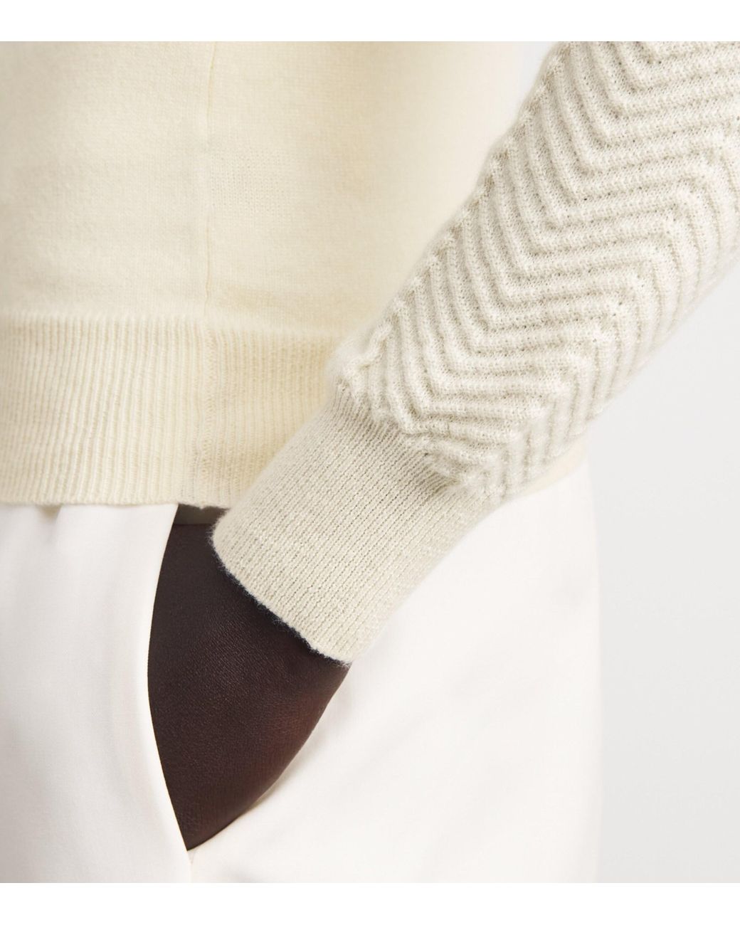 Colombo White Cashmere Chevron Sweater