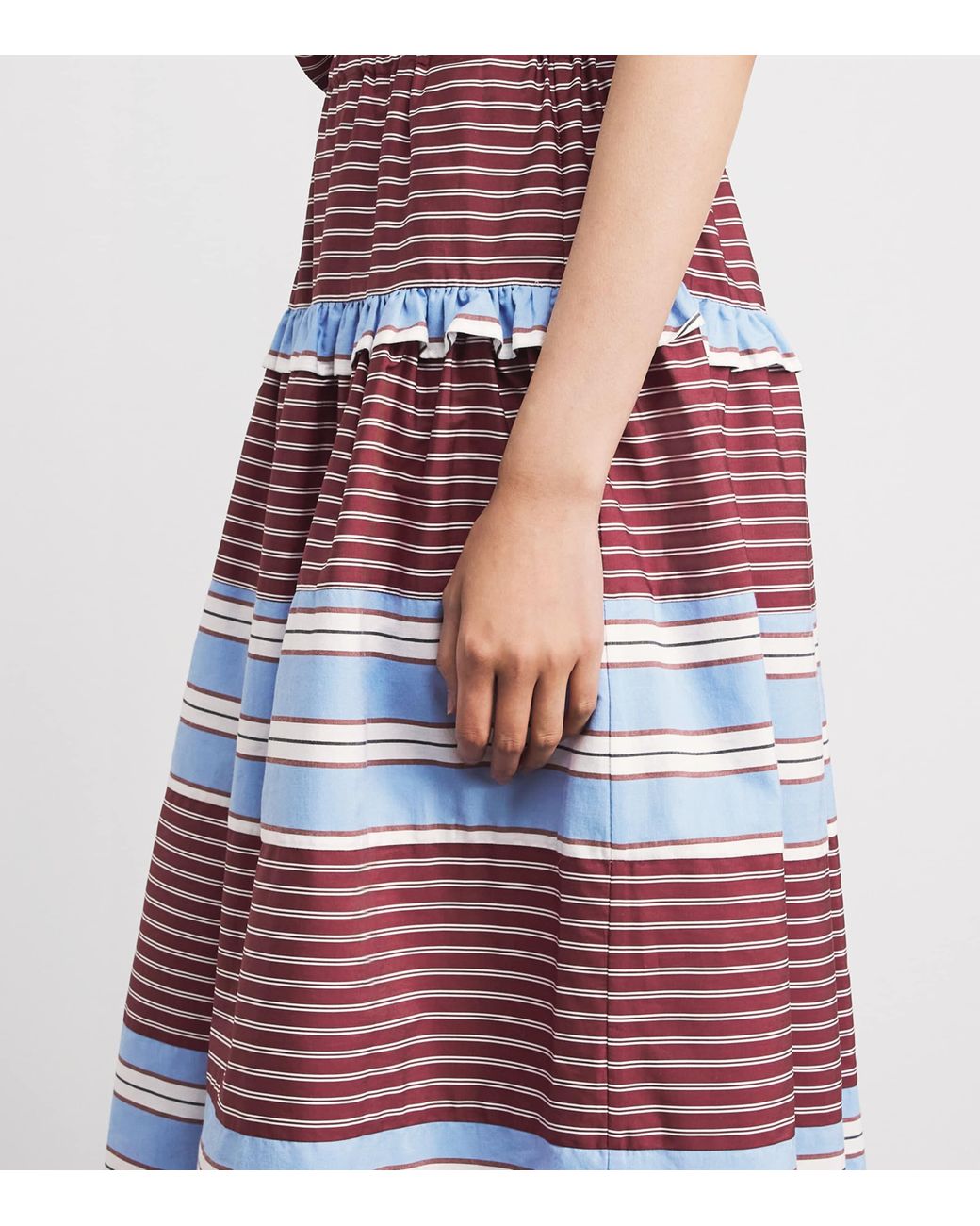 Sandro Red Cotton Stripe Maxi Skirt