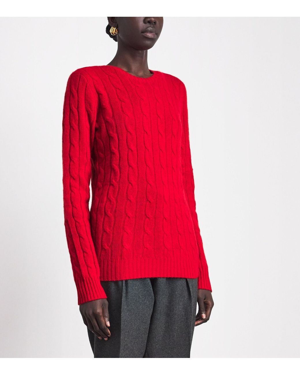Polo Ralph Lauren Red Cashmere Cable-Knit Julianna Sweater