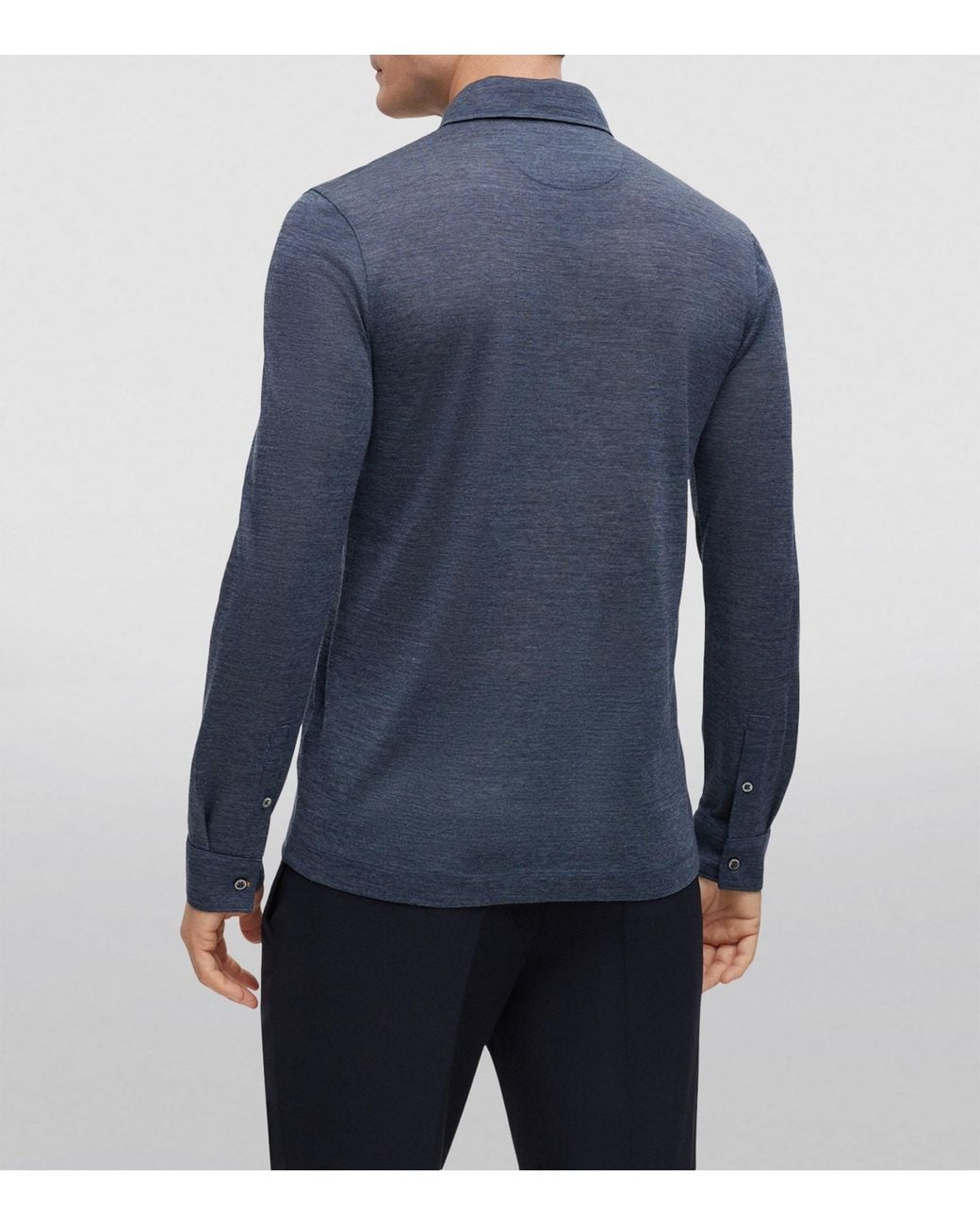 Boss Blue Wool-Silk Shirt for men