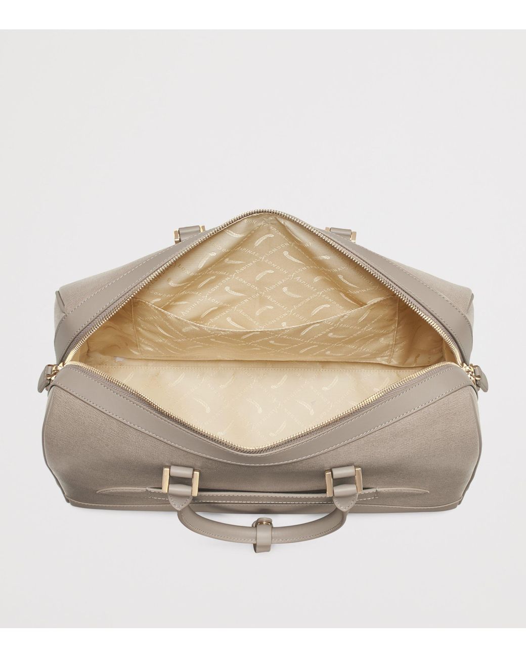 Aspinal Gray Leather Connaught Holdall for men