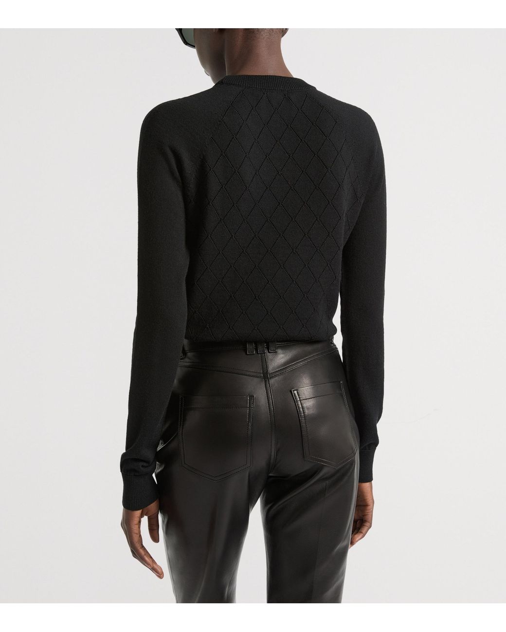 Balmain Black Merino Wool Button-Detail Sweater