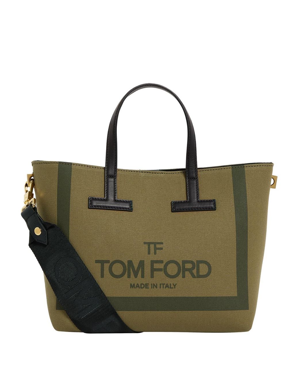 Tom Ford Canvas Mini Logo Shopping Tote Bag Black/Gold