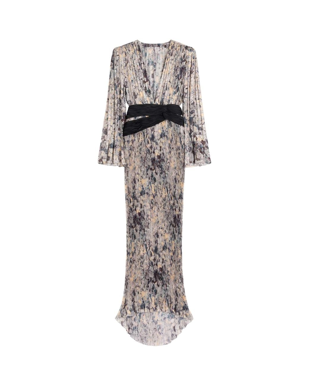 Valentino Multicolor Silk Printed Pleated Gown