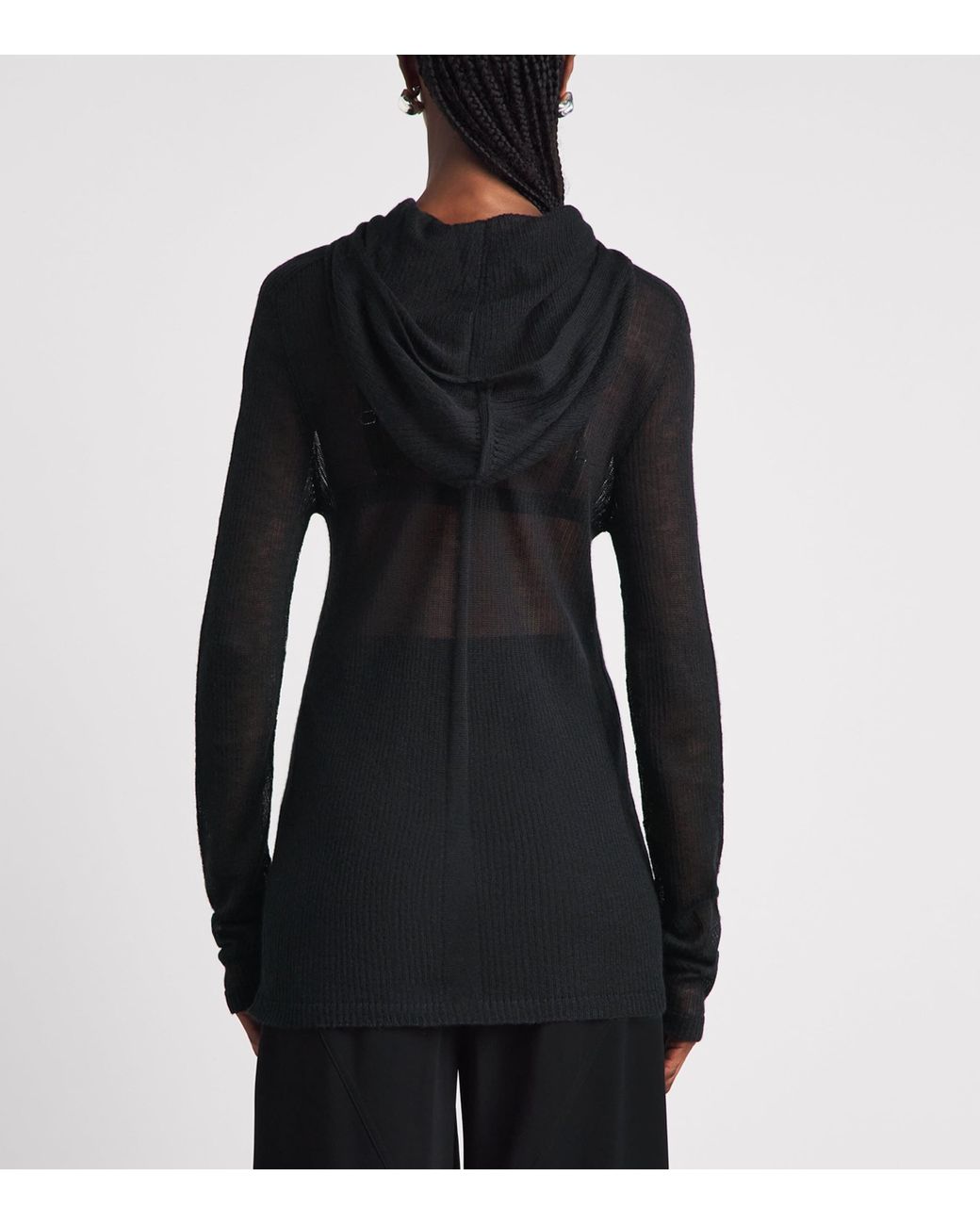 Rick Owens Black Cashmere Tower Hoodie