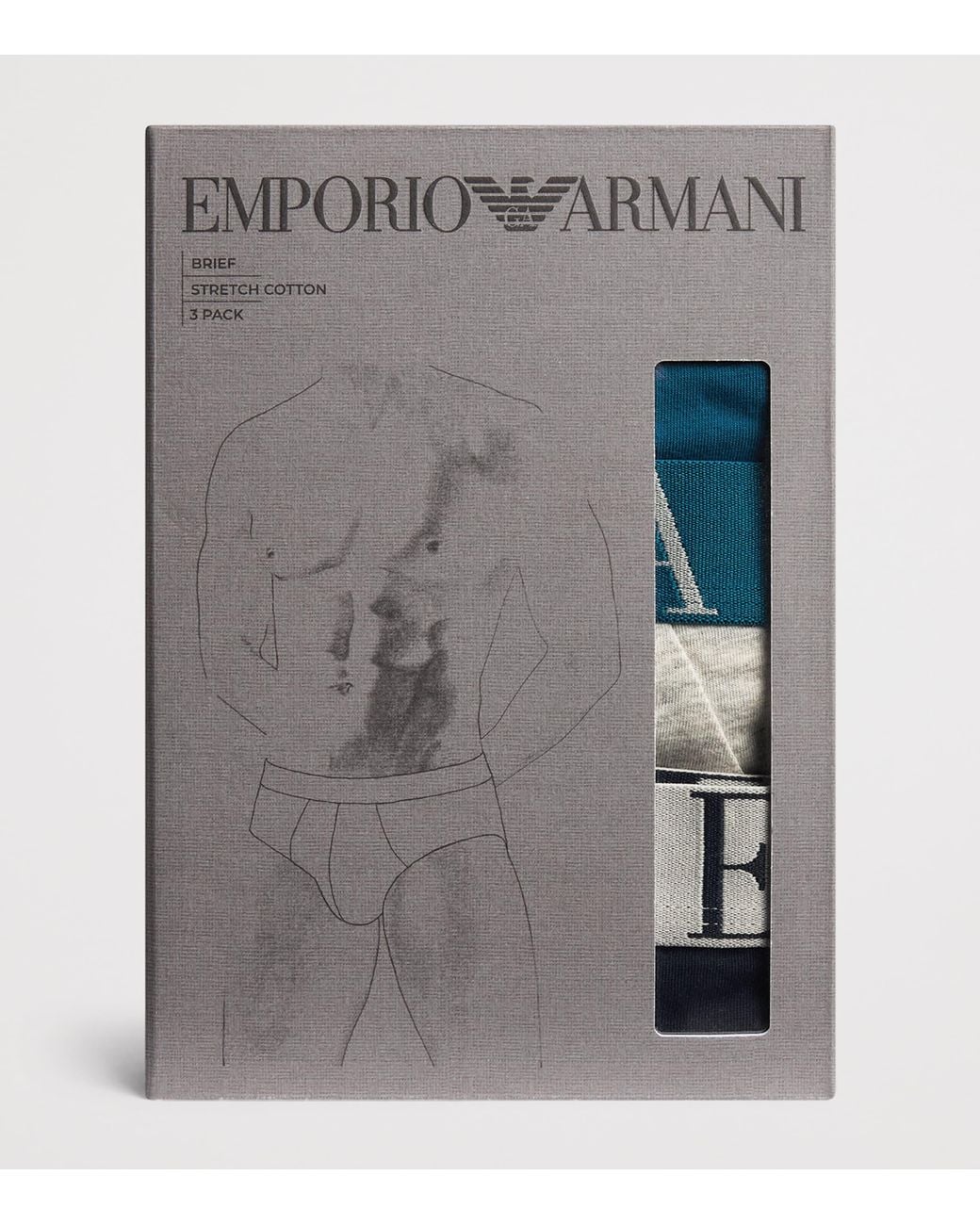 Emporio Armani Blue Stretch-Cotton Eagle Monogram Trunks for men