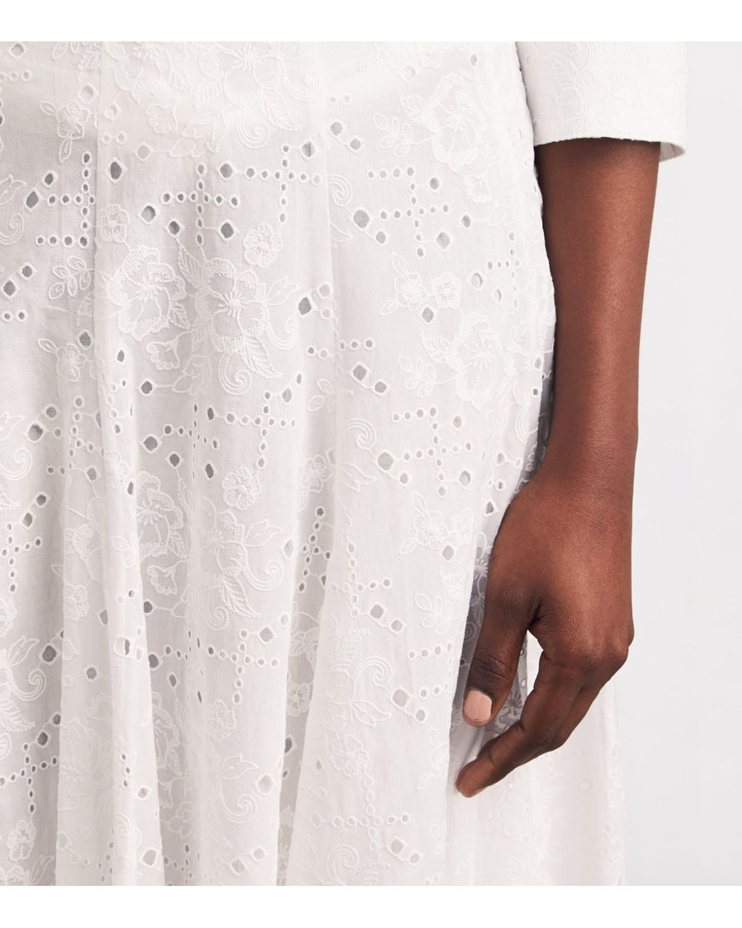Tory Burch White Cotton Eyelet Midi Skirt