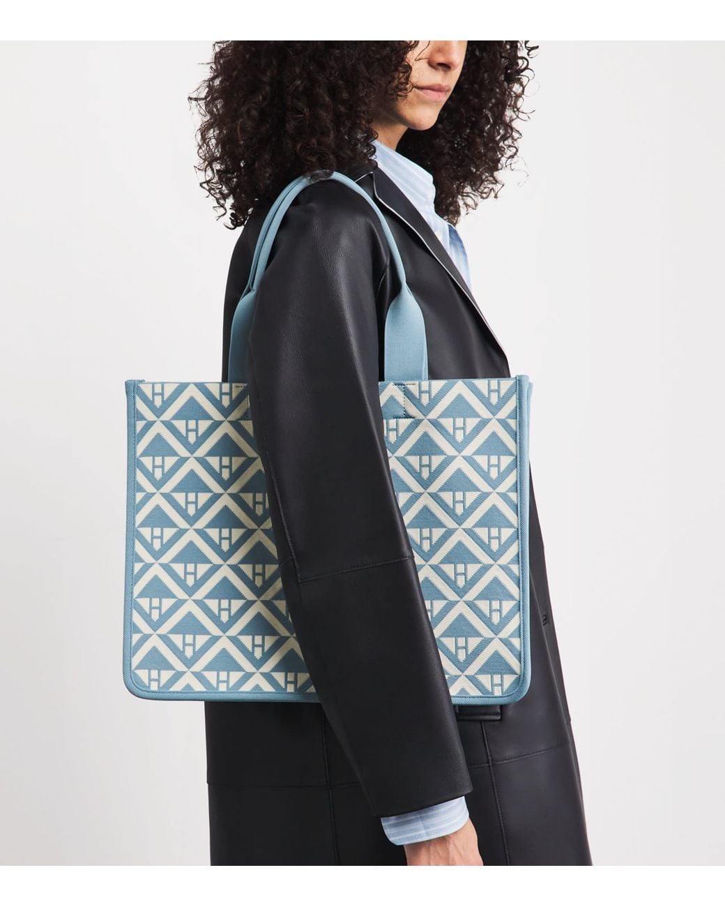 Harrods Blue Medium Geometric Tote Bag