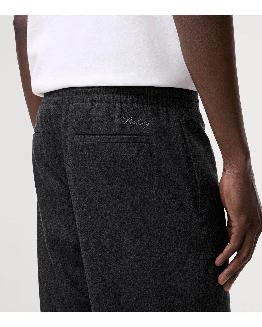 Burberry Black Wool-Cashmere Straight Trousers for men