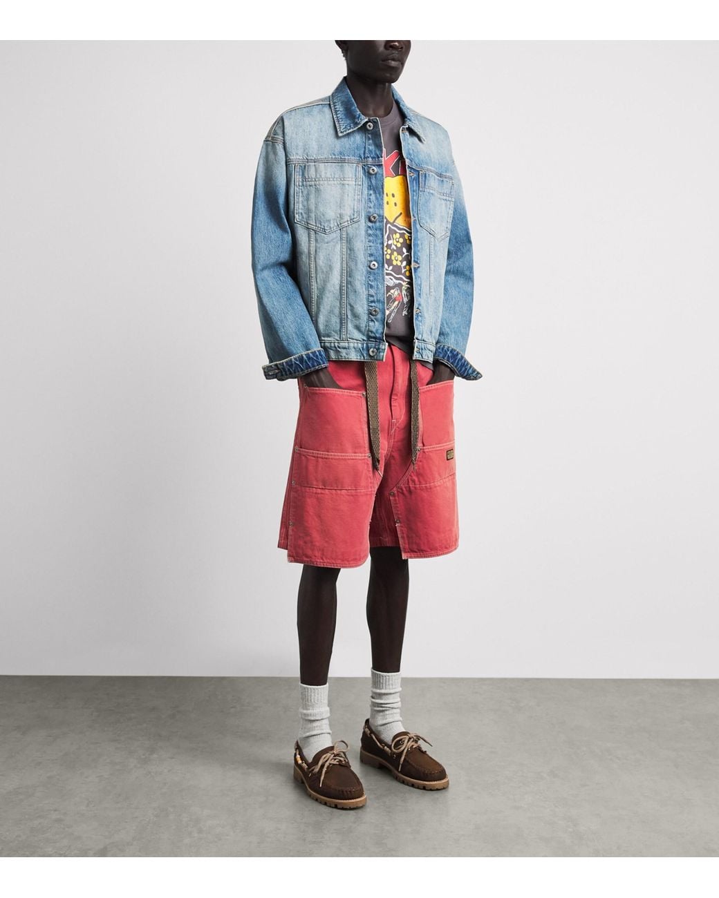 Kapital Red Contrast-Stitch Shorts for men