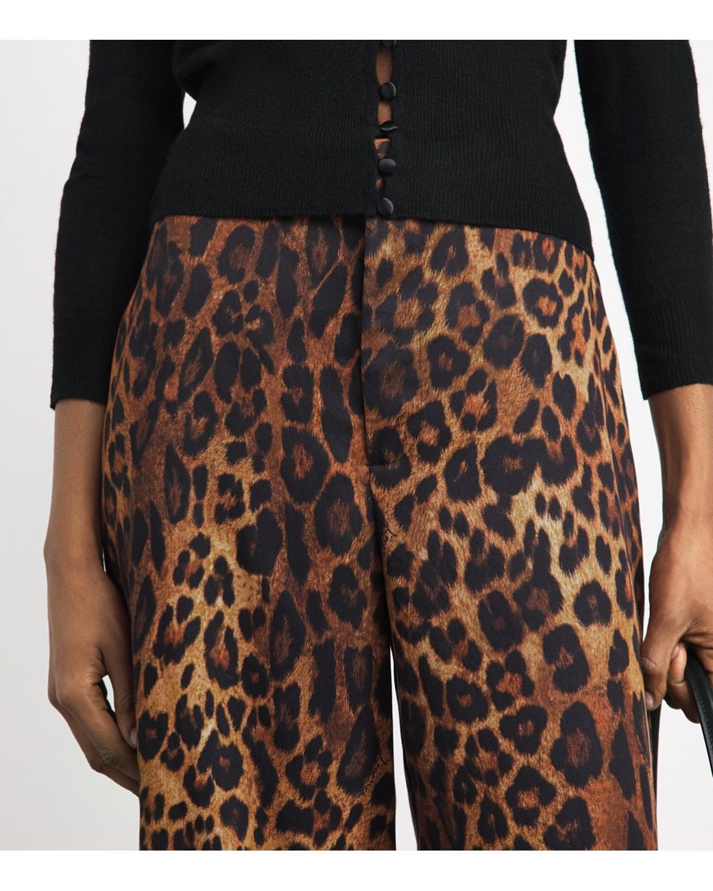 L'Agence Brown Leopard Print Livvy Wide-Leg Trousers