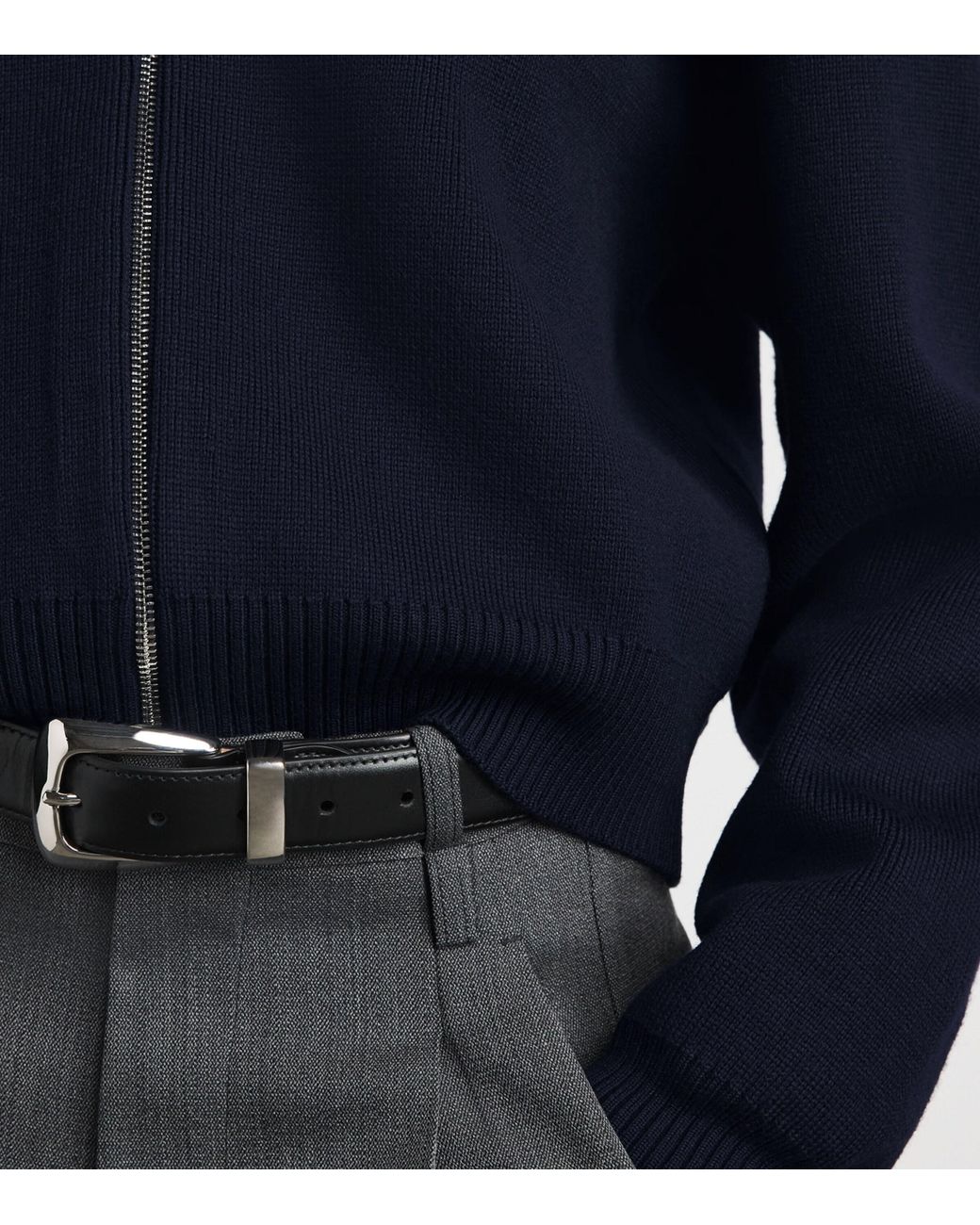 Rohe Blue Merino Wool Sailor Zip Cardigan