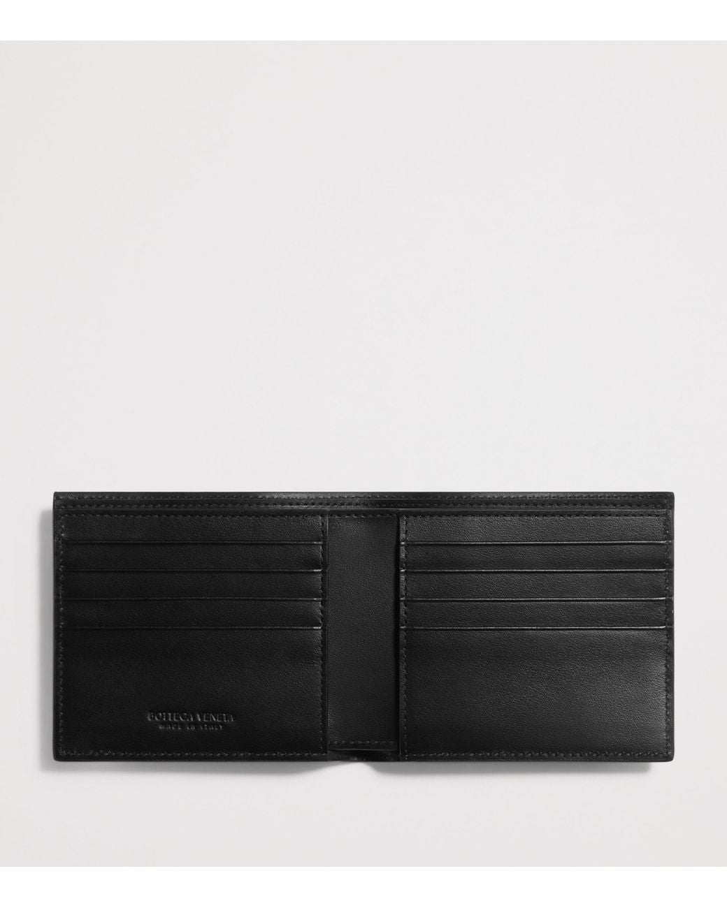 Bottega Veneta Black Leather Intrecciato Bifold Card Holder for men
