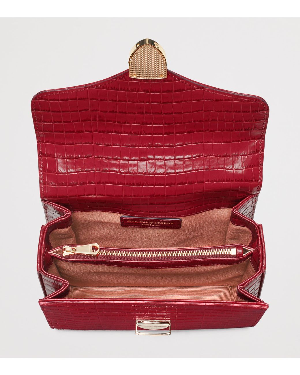 Aspinal Red Midi Leather Mayfair Top-Handle Bag