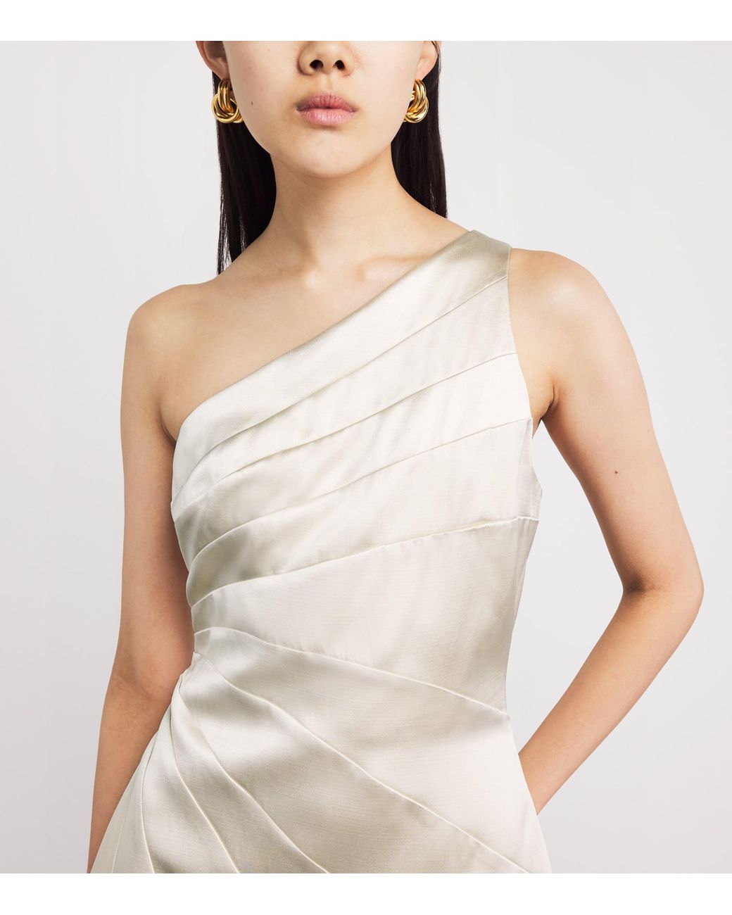 Sandro White Satin Asymmetric Mini Dress