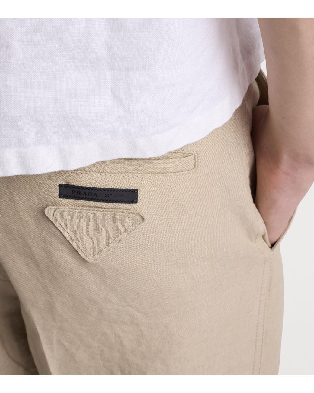 Prada Natural Linen Wide-Leg Trousers