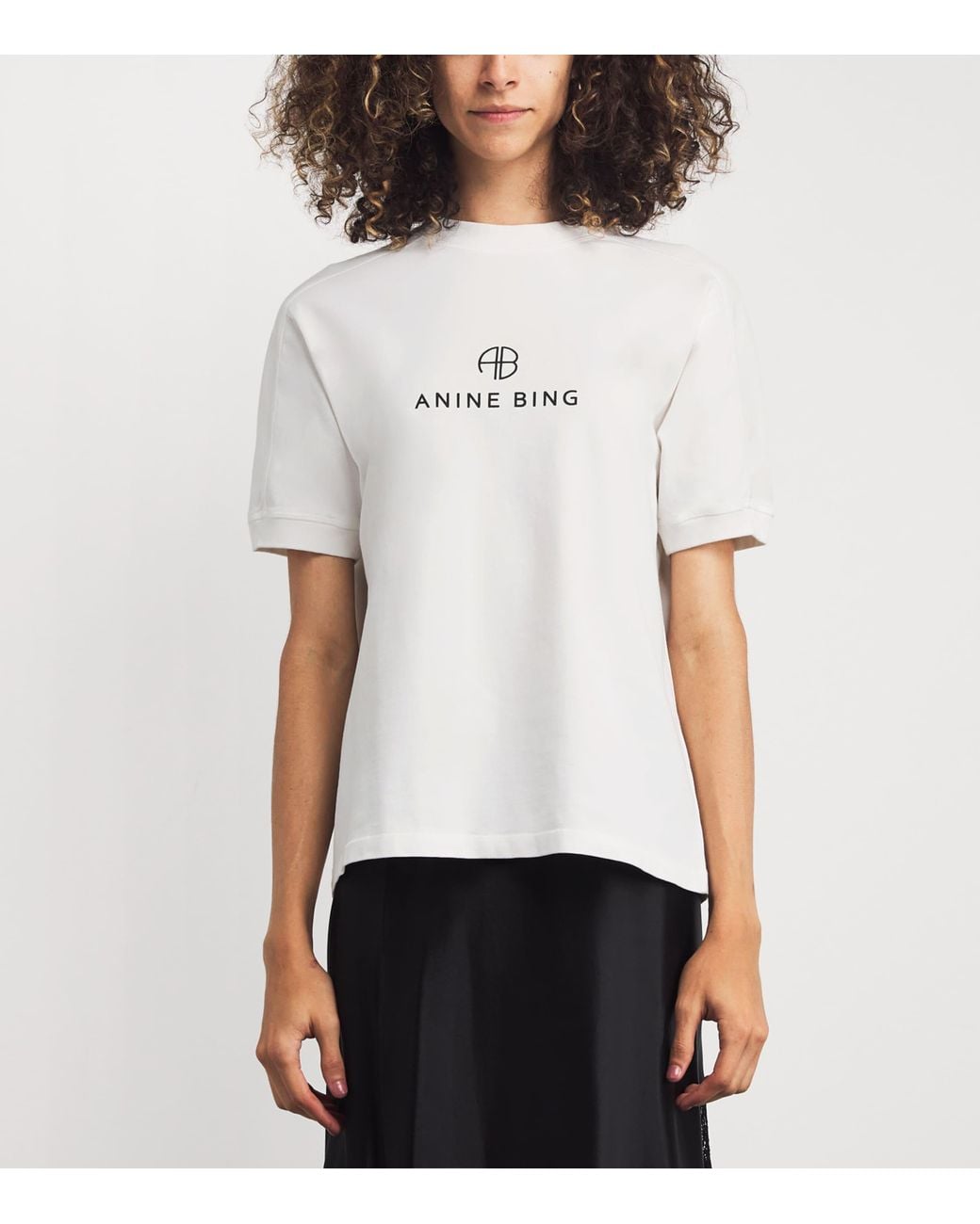 Anine Bing White Cotton Monogram T-Shirt