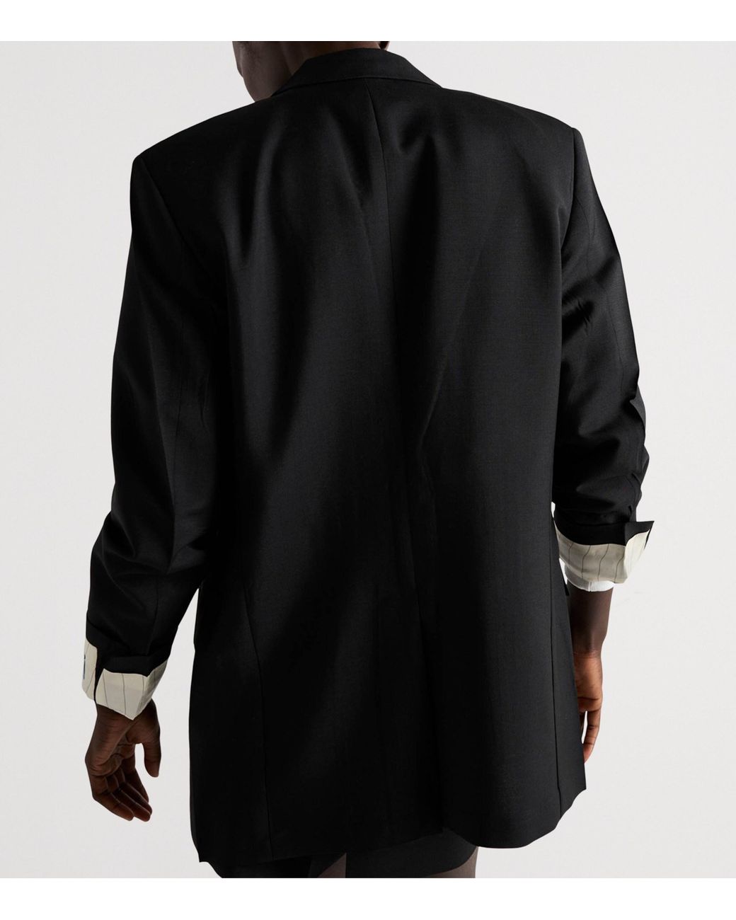 Prada Black Virgin Wool-Mohair Cuff-Detail Blazer