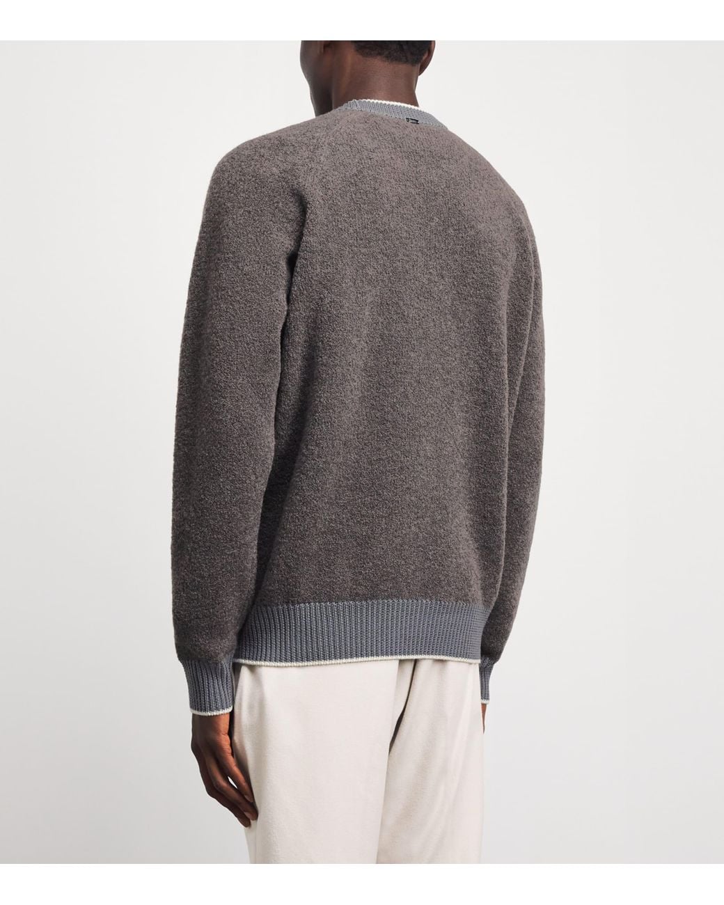 Herno Gray Wool-Blend Crew-Neck Sweater for men