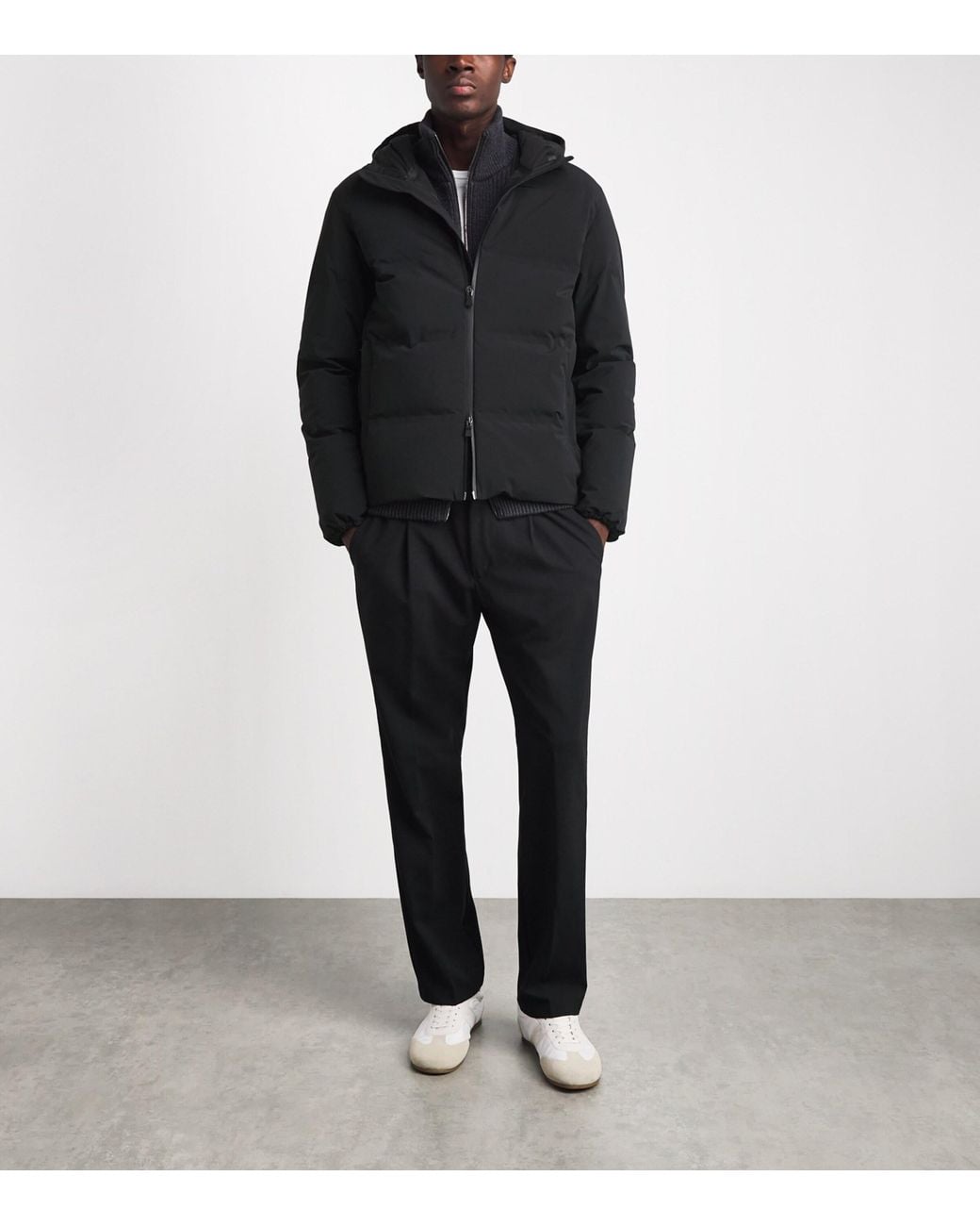 Herno Black Waterproof Hooded Down Jacket for men