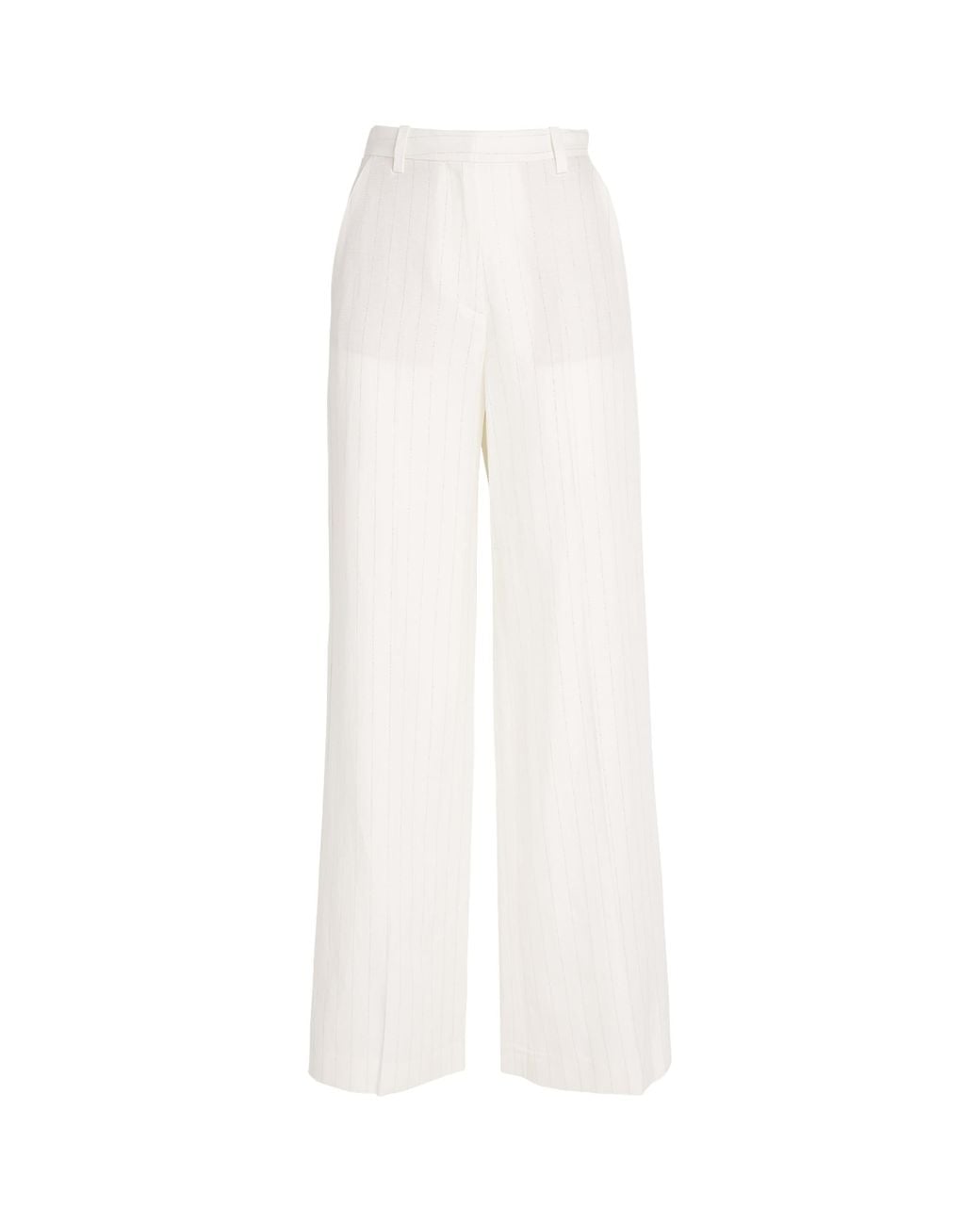 Maje White Stripe Wide-Leg Trousers